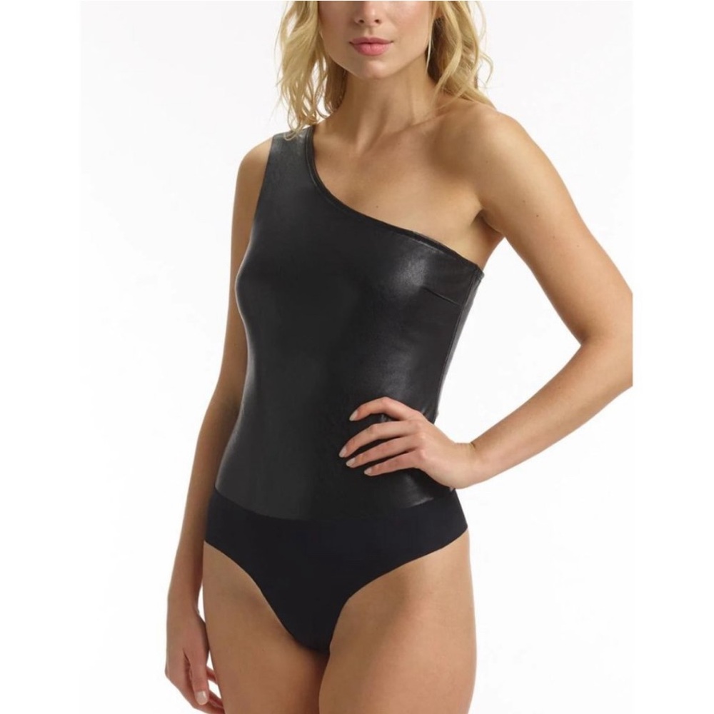 Commando one shoulder faux leather bodysuit